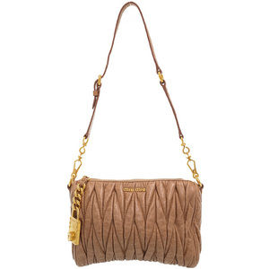 Miu Miu Matelasse Shoulder Bag Brown